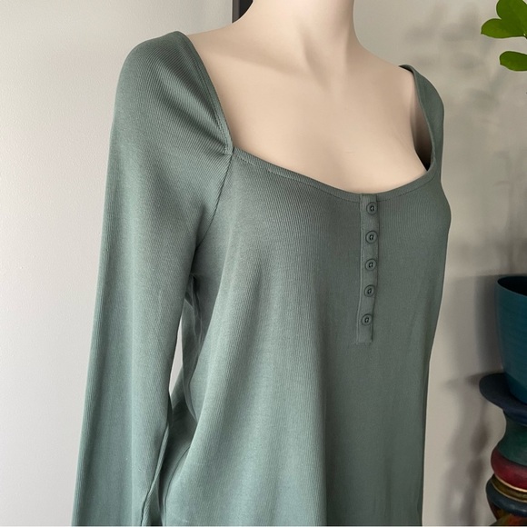 Torrid Ribbed Square Neck Henley Long Sleeve Top Blouse Shirt Plus Size 2 - Picture 7 of 8